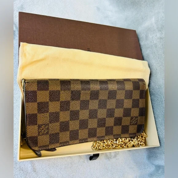 Louis Vuitton Bag Damier Porte Feuilla Long Zipper Crossbody Wallet Wrislet - Picture 5 of 14